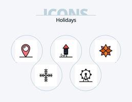 paquete de iconos llenos de línea de vacaciones 5 diseño de iconos. . joya. vacaciones. diamante. fuegos artificiales vector