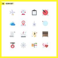 Set of 16 Modern UI Icons Symbols Signs for cloud creativity love creative arrow Editable Pack of Creative Vector Design Elements