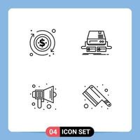 Line Pack of 4 Universal Symbols of dollar education console pad sound Editable Vector Design Elements