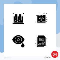 Group of 4 Solid Glyphs Signs and Symbols for chemistry shipping science container eye Editable Vector Design Elements