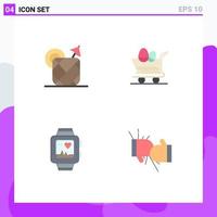 Set of 4 Modern UI Icons Symbols Signs for pineapple watch drink easter heart Editable Vector Design Elements