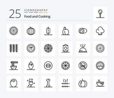 paquete de iconos de 25 líneas de comida que incluye gastronomía. Cocinando. guisante. Coco. alimento vector