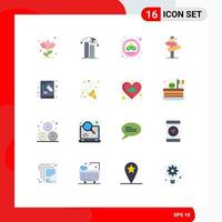 Mobile Interface Flat Color Set of 16 Pictograms of room hotel satellite direction doubloon Editable Pack of Creative Vector Design Elements