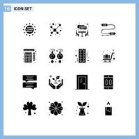 16 Creative Icons Modern Signs and Symbols of rulers measurement meeting wire interaction Editable Vector Design Elements