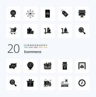 20 Ecommerce Solid Glyph icon Pack like open store location shop add vector