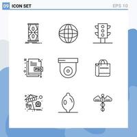 9 Creative Icons Modern Signs and Symbols of camera file education document creative Editable Vector Design Elements