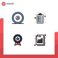 Universal Icon Symbols Group of 4 Modern Filledline Flat Colors of address finance mail list trusted Editable Vector Design Elements