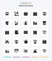 Creative Work From Home 25 Glyph Solid Black icon pack  Such As meeting. video call. online. web. internet vector