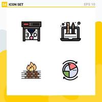 Universal Icon Symbols Group of 4 Modern Filledline Flat Colors of printing firewall creativity graphic security Editable Vector Design Elements