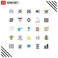 25 User Interface Flat Color Pack of modern Signs and Symbols of pms color search card disco Editable Vector Design Elements