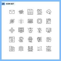 Pack of 25 creative Lines of toilet cleaning computers bathroom gadget Editable Vector Design Elements