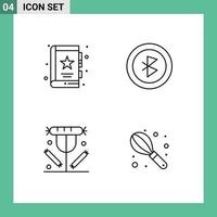 Pack of 4 Modern Filledline Flat Colors Signs and Symbols for Web Print Media such as book dinner marketing connection food Editable Vector Design Elements