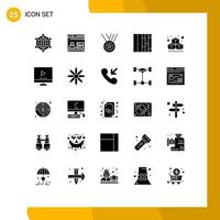 25 Universal Solid Glyphs Set for Web and Mobile Applications devices box security gird ribbon Editable Vector Design Elements