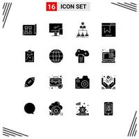 Universal Icon Symbols Group of 16 Modern Solid Glyphs of website browser mobile bookmark group Editable Vector Design Elements