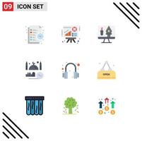 Pack of 9 Modern Flat Colors Signs and Symbols for Web Print Media such as namaz masjid sales mosque computer Editable Vector Design Elements