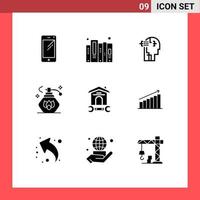 9 Universal Solid Glyphs Set for Web and Mobile Applications household clean files spray head Editable Vector Design Elements