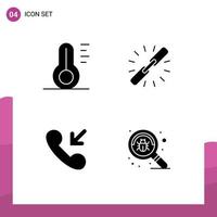 User Interface Pack of 4 Basic Solid Glyphs of nature answer weather chain incoming Editable Vector Design Elements