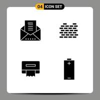 Group of Solid Glyphs Signs and Symbols for email paper newsletter real estate battery Editable Vector Design Elements