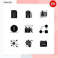 9 Universal Solid Glyphs Set for Web and Mobile Applications gift navigation call direction gps Editable Vector Design Elements