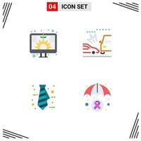 Modern Set of 4 Flat Icons and symbols such as digital office screen cars health Editable Vector Design Elements