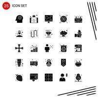 User Interface Pack of 25 Basic Solid Glyphs of frame space coding orbit programming Editable Vector Design Elements