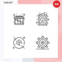 Modern Set of 4 Filledline Flat Colors and symbols such as iteration plant card invitation coding Editable Vector Design Elements