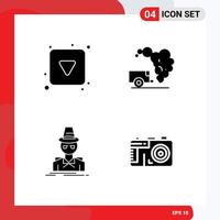 4 Creative Icons Modern Signs and Symbols of play button hacker full garbage spy Editable Vector Design Elements