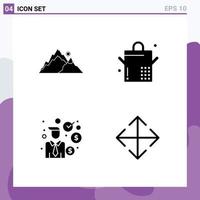 Set of 4 Modern UI Icons Symbols Signs for mountain investor nature saucepan arrow Editable Vector Design Elements