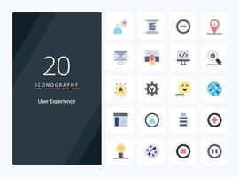 20 User Experience Flat Color icon for presentation vector