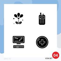 Modern Set of Solid Glyphs and symbols such as flower keyboard spring receiver health Editable Vector Design Elements