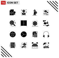 Mobile Interface Solid Glyph Set of 16 Pictograms of leaf thanks day concept success horse Editable Vector Design Elements