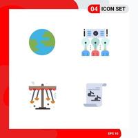 Mobile Interface Flat Icon Set of 4 Pictograms of earth swing meeting training playland Editable Vector Design Elements