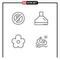 Mobile Interface Line Set of 4 Pictograms of fasting pot ramadan kitchen ecology Editable Vector Design Elements