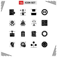 16 Thematic Vector Solid Glyphs and Editable Symbols of sale advertisement big sale growth pause controls Editable Vector Design Elements