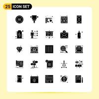 Set of 25 Modern UI Icons Symbols Signs for screen mobile tool application online Editable Vector Design Elements