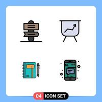 Universal Icon Symbols Group of 4 Modern Filledline Flat Colors of holiday pad board business sketch Editable Vector Design Elements