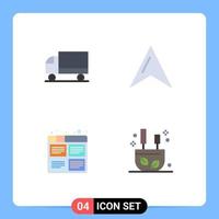 Modern Set of 4 Flat Icons and symbols such as car film transport map process Editable Vector Design Elements