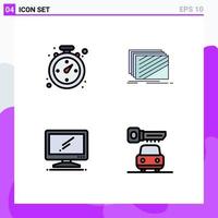 Filledline Flat Color Pack of 4 Universal Symbols of compass monitor design texture imac Editable Vector Design Elements