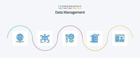 Data Management Blue 5 Icon Pack Including mark. document. box. check list. settings vector
