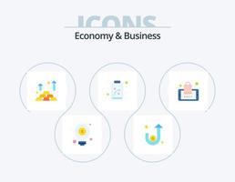 paquete de iconos planos de economía y negocios 5 diseño de iconos. compra. tablero de clip Finanzas. estrategia. negocio vector