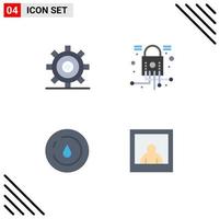 Editable Vector Line Pack of 4 Simple Flat Icons of coding energy gear lock power Editable Vector Design Elements