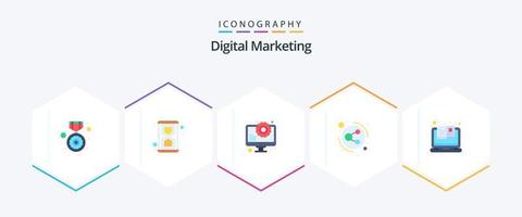 Digital Marketing 25 Flat icon pack including catalog. blog. share. connection vector