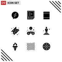 Pictogram Set of 9 Simple Solid Glyphs of game piece of cheese report food oven Editable Vector Design Elements