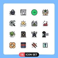 conjunto de 16 iconos modernos de la interfaz de usuario signos de símbolos para buscar manos de control presentes siguientes elementos de diseño de vectores creativos editables