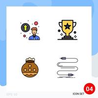 Pack of 4 creative Filledline Flat Colors of personal up gradation sand award prize pongal Editable Vector Design Elements