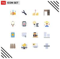 Modern Set of 16 Flat Colors Pictograph of jewelry accessories cash out work interior Editable Pack of Creative Vector Design Elements