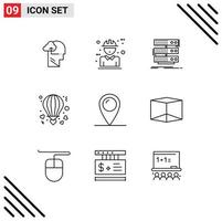 Universal Icon Symbols Group of 9 Modern Outlines of love balloon design air database Editable Vector Design Elements