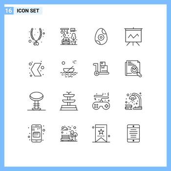 Pictogram Set of 16 Simple Outlines of pointer left easter direction presentation Editable Vector Design Elements