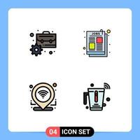 Stock Vector Icon Pack of 4 Line Signs and Symbols for briefcase gps management post connection Editable Vector Design Elements