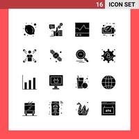 Group of 16 Solid Glyphs Signs and Symbols for arrows green devices ecology scope Editable Vector Design Elements